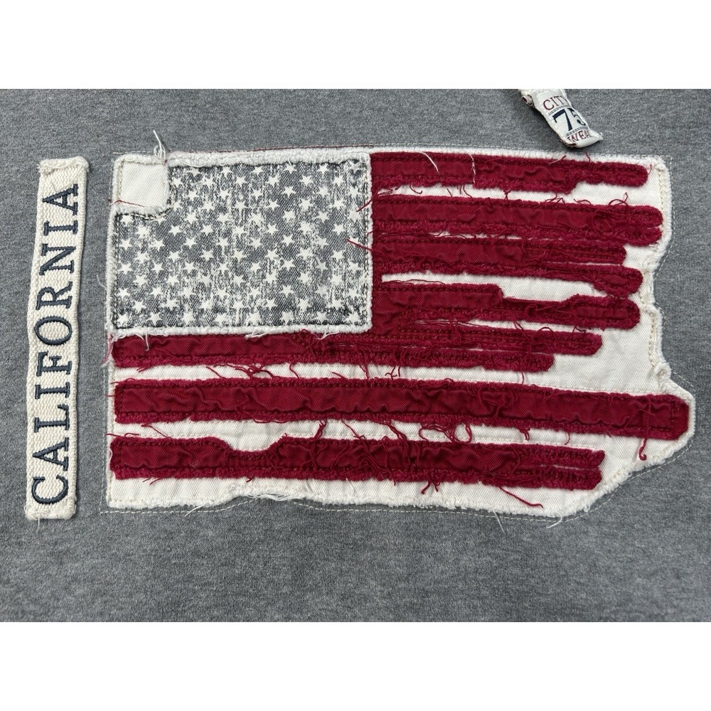 City Wear Grey American Flag Graphic Pullover Hoodie Size Large